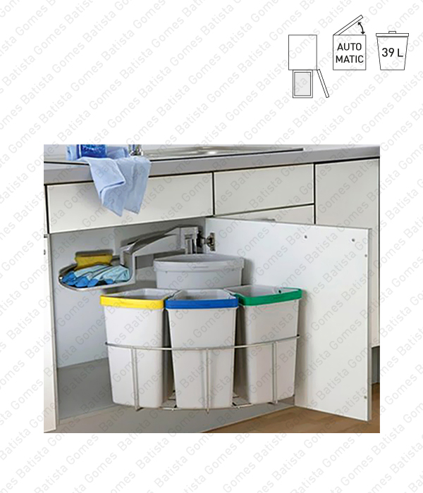 Balde para lixo extra�vel - Porta lateral - M�d. 500 - Autom�tico - 39L